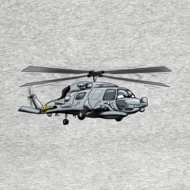 SH-60 Seahawk Military Helicopter Cartoon Illustration by hobrath